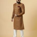 Classic Caramel Brown Achkan for Men | Elegant Ethnic Wear | Jaipurio